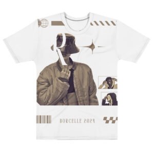 White & Beige Urban Maximalist Streetwear T-Shirt for Women