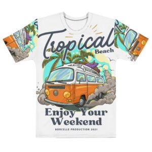 "Tropical Escape – Colorful Illustrative Travel Beach T-Shirt"