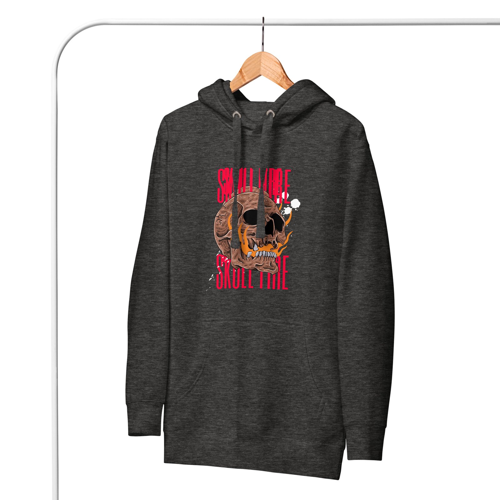 Inferno Skull Hoodie – Red & Orange Grunge Streetwear - Image 4