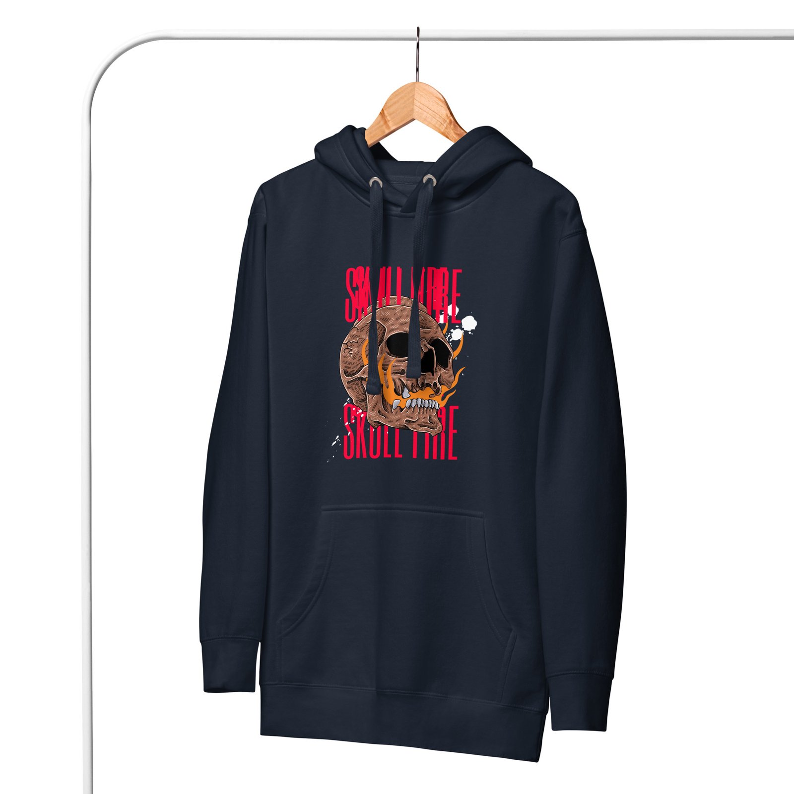 Inferno Skull Hoodie – Red & Orange Grunge Streetwear - Image 2