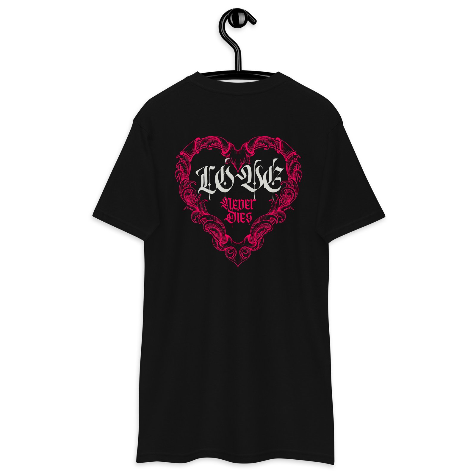 Crimson Grunge Heart – Gothic Valentine Love Quote T-Shirt - Image 5