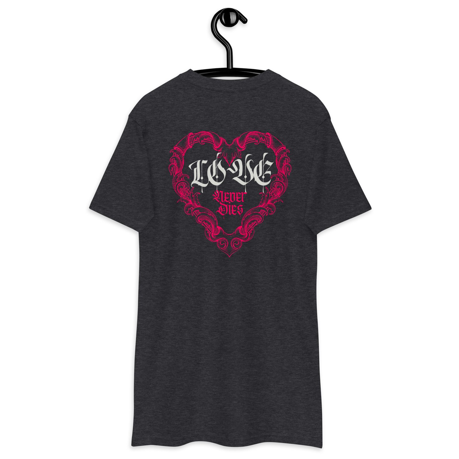 Crimson Grunge Heart – Gothic Valentine Love Quote T-Shirt - Image 4
