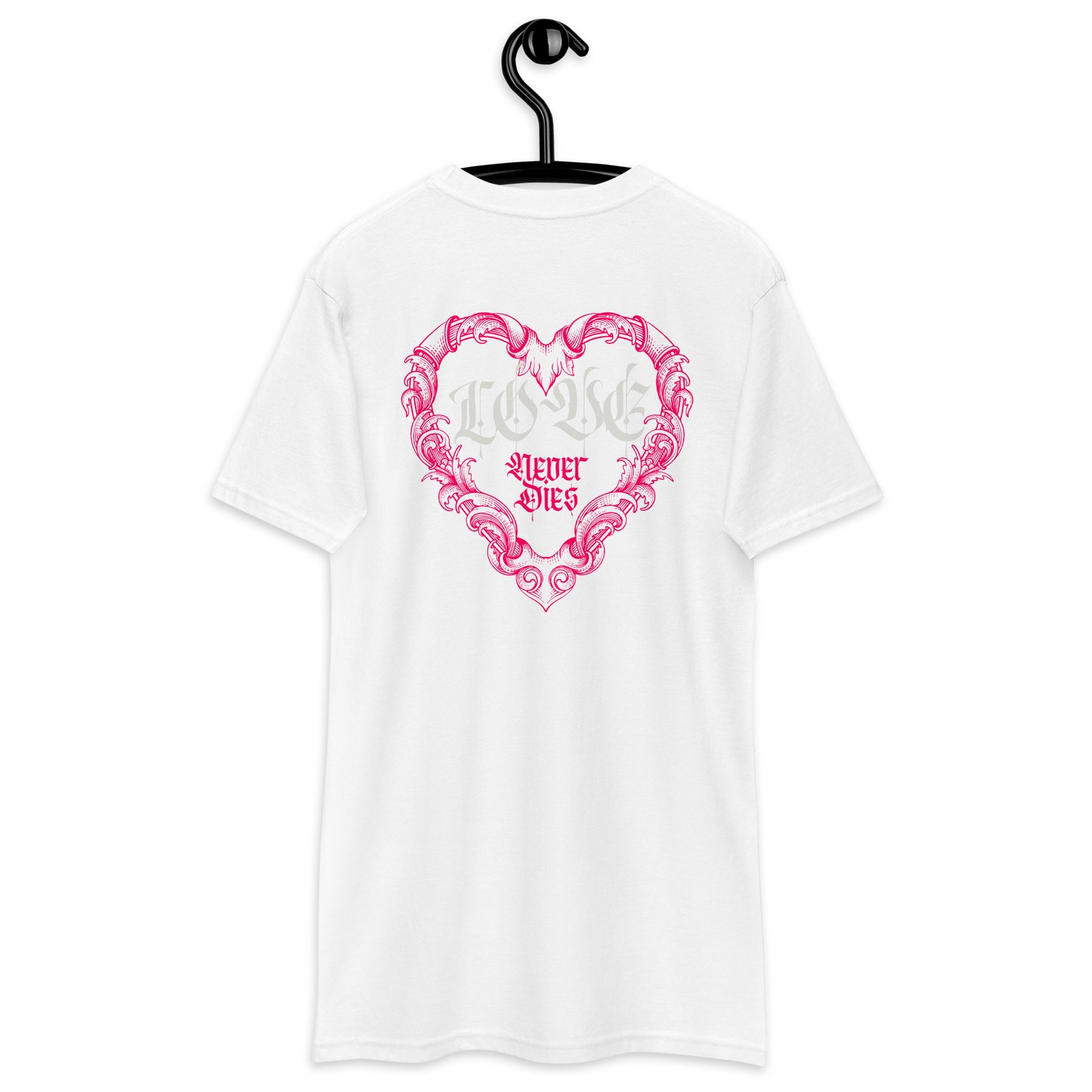 Crimson Grunge Heart – Gothic Valentine Love Quote T-Shirt - Image 7