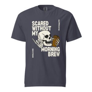 ☕ Caffeine & Curses – Black and Cream Spooky Typographic Halloween Coffee T-Shirt