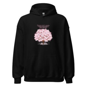 Blossom Aura Black-Pink-and-White Floral Hoodie